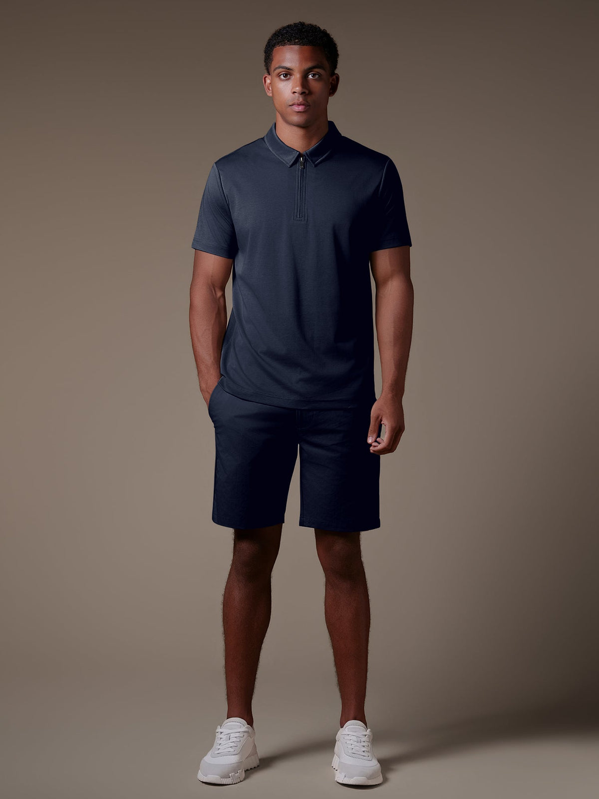Lux Zipper Polo - Navy