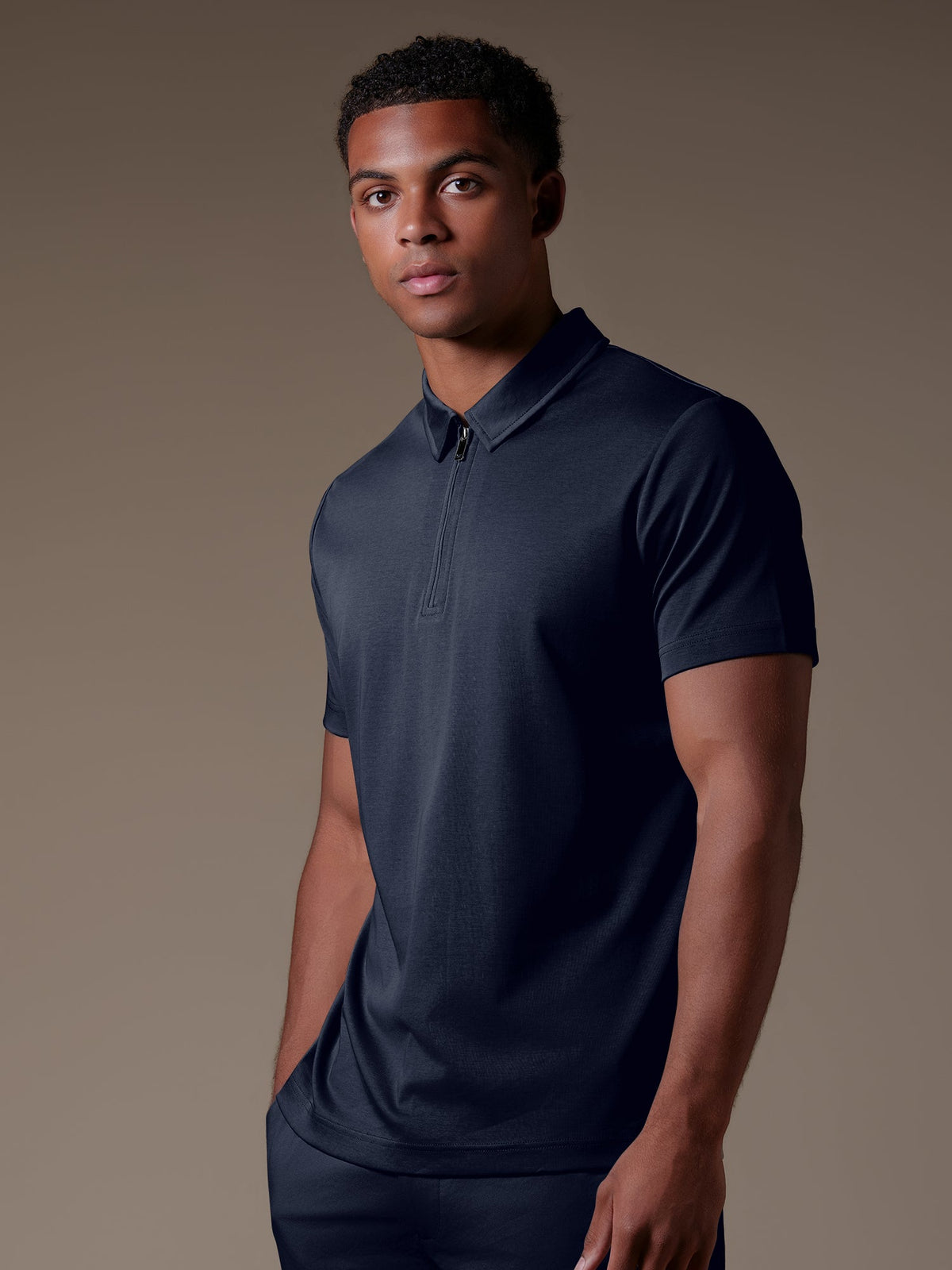 Lux Zipper Polo - Navy