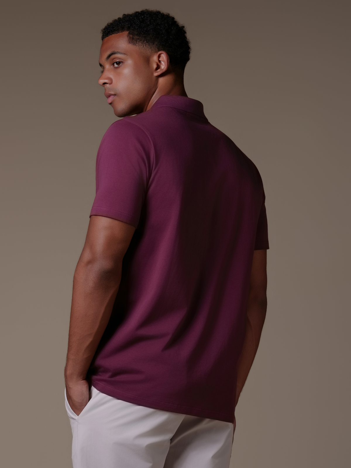 Buttonless Polo - Burgundy