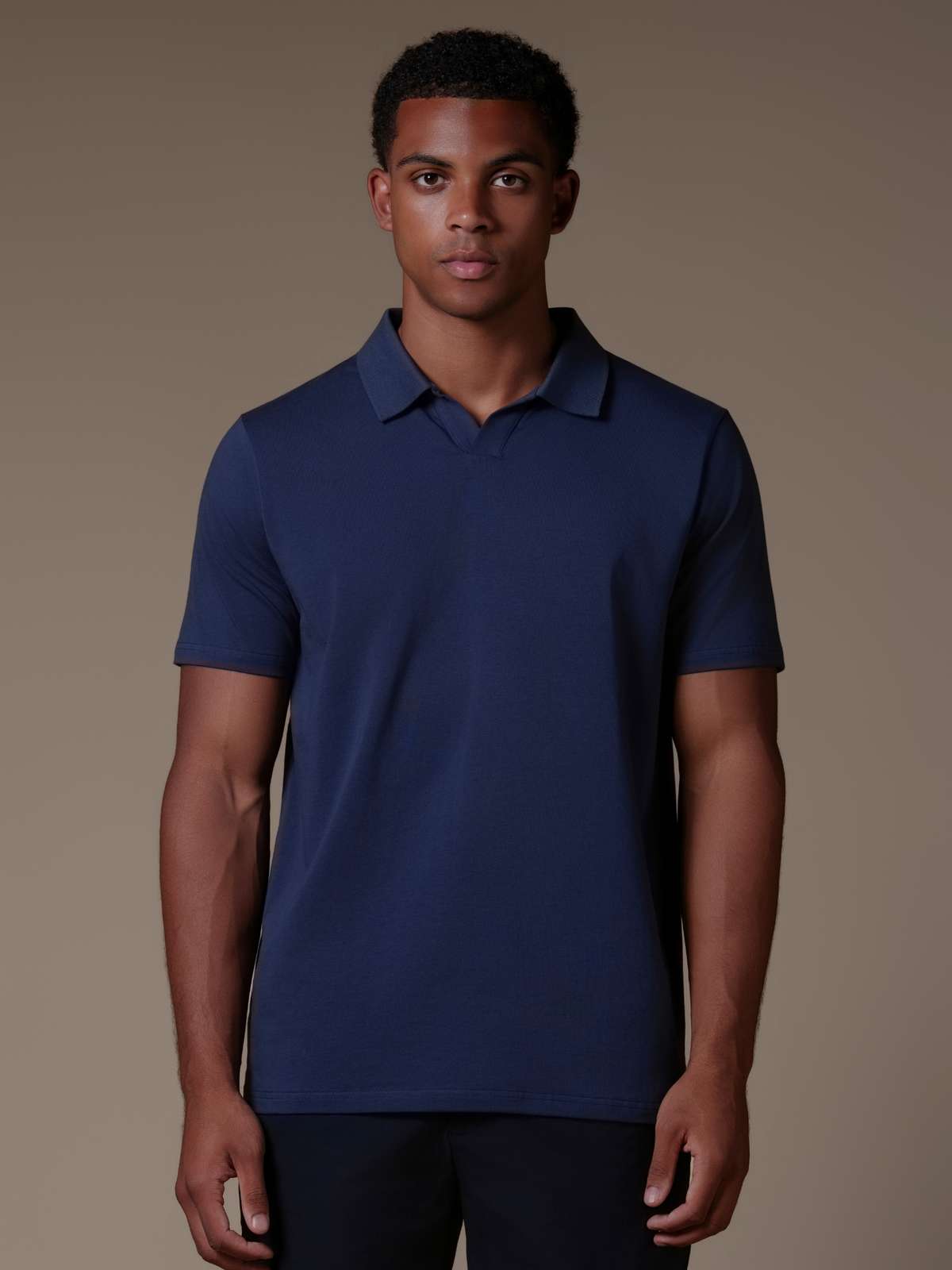 Buttonless Polo - Navy