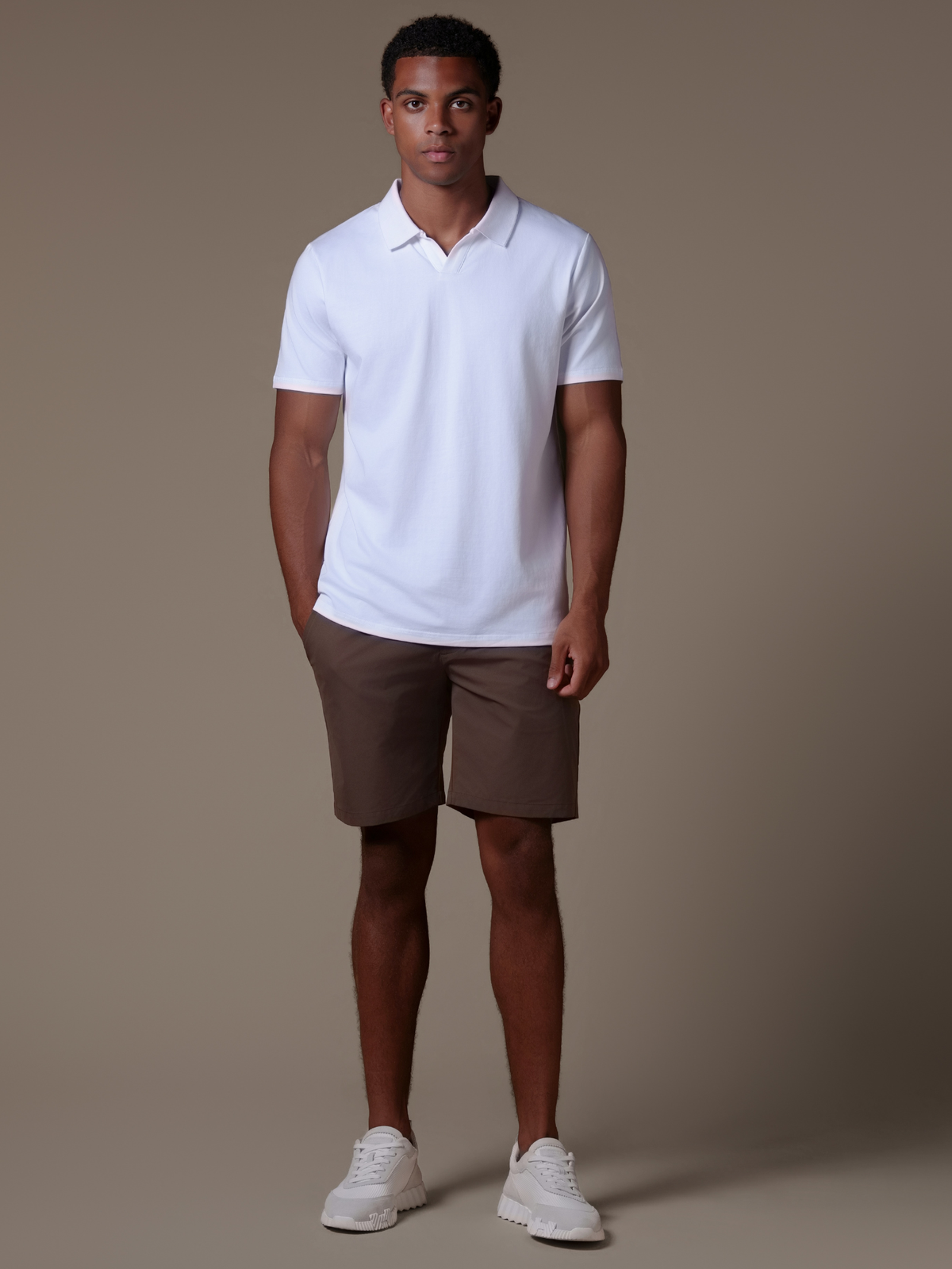Buttonless Polo - White