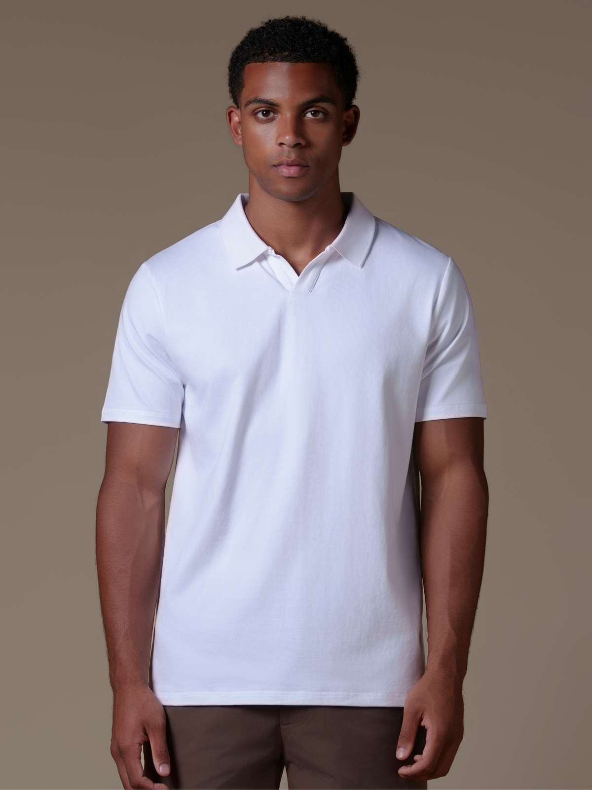Buttonless Polo - White