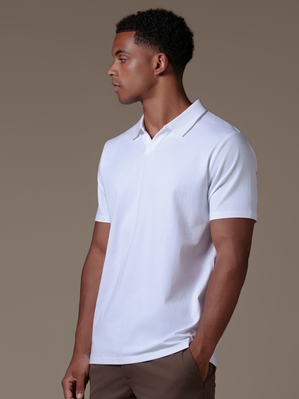 Buttonless Polo - White