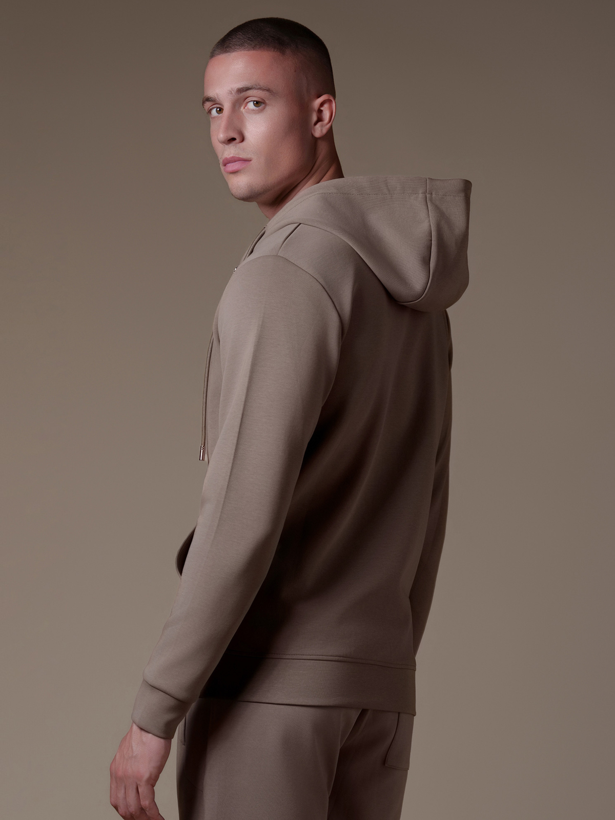 Interlock Flow Zip Hoodie - Taupe
