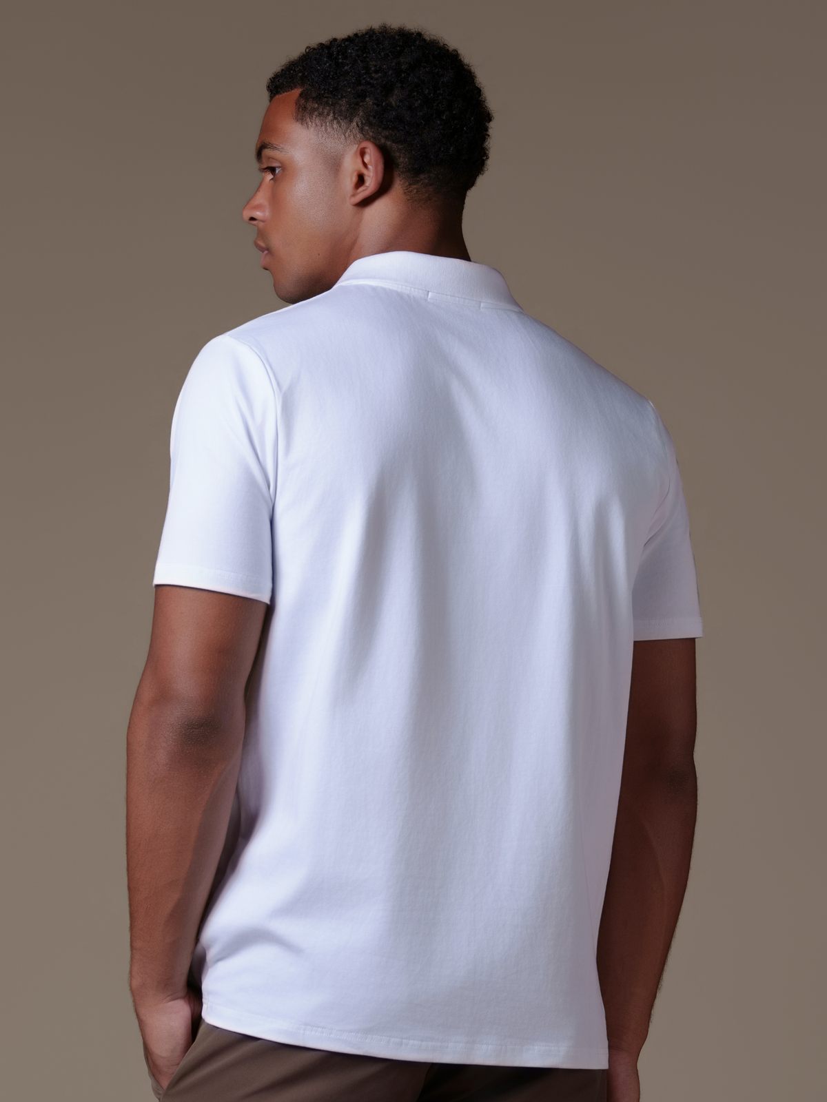 Buttonless Polo - White