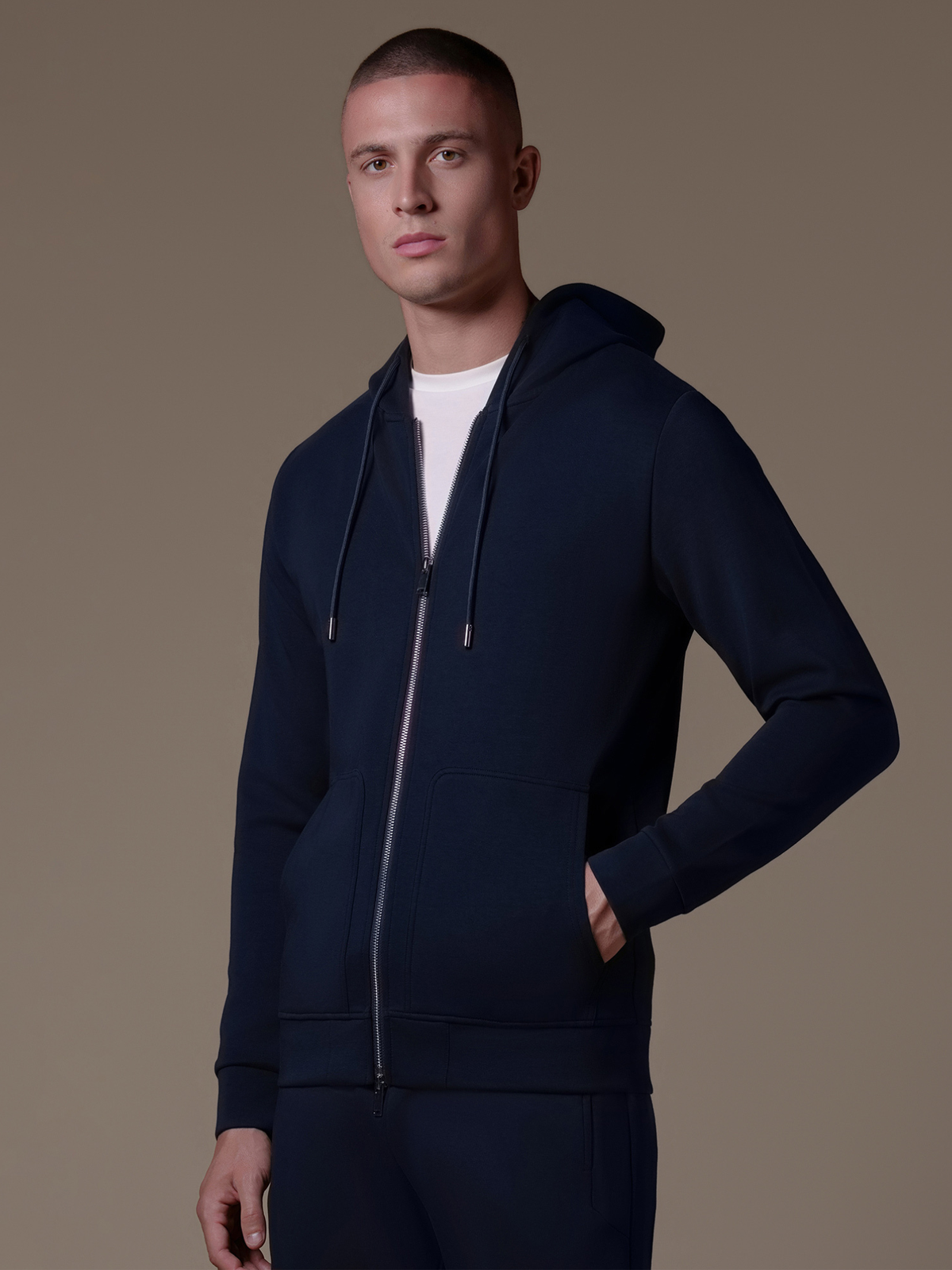 Interlock Flow Zip Hoodie - Navy