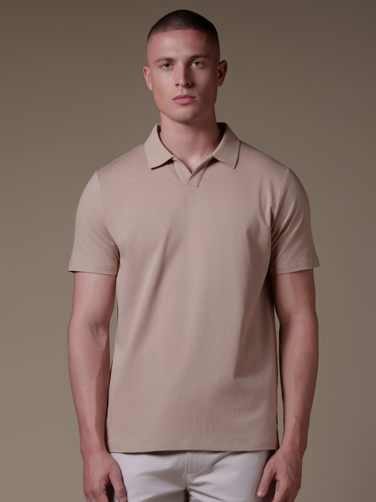 Buttonless Polo - Beige