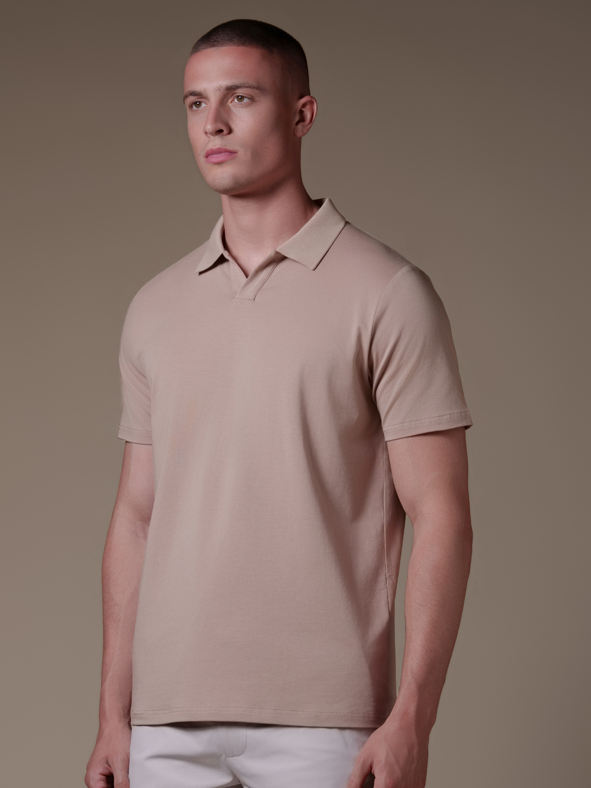 Buttonless Polo - Beige