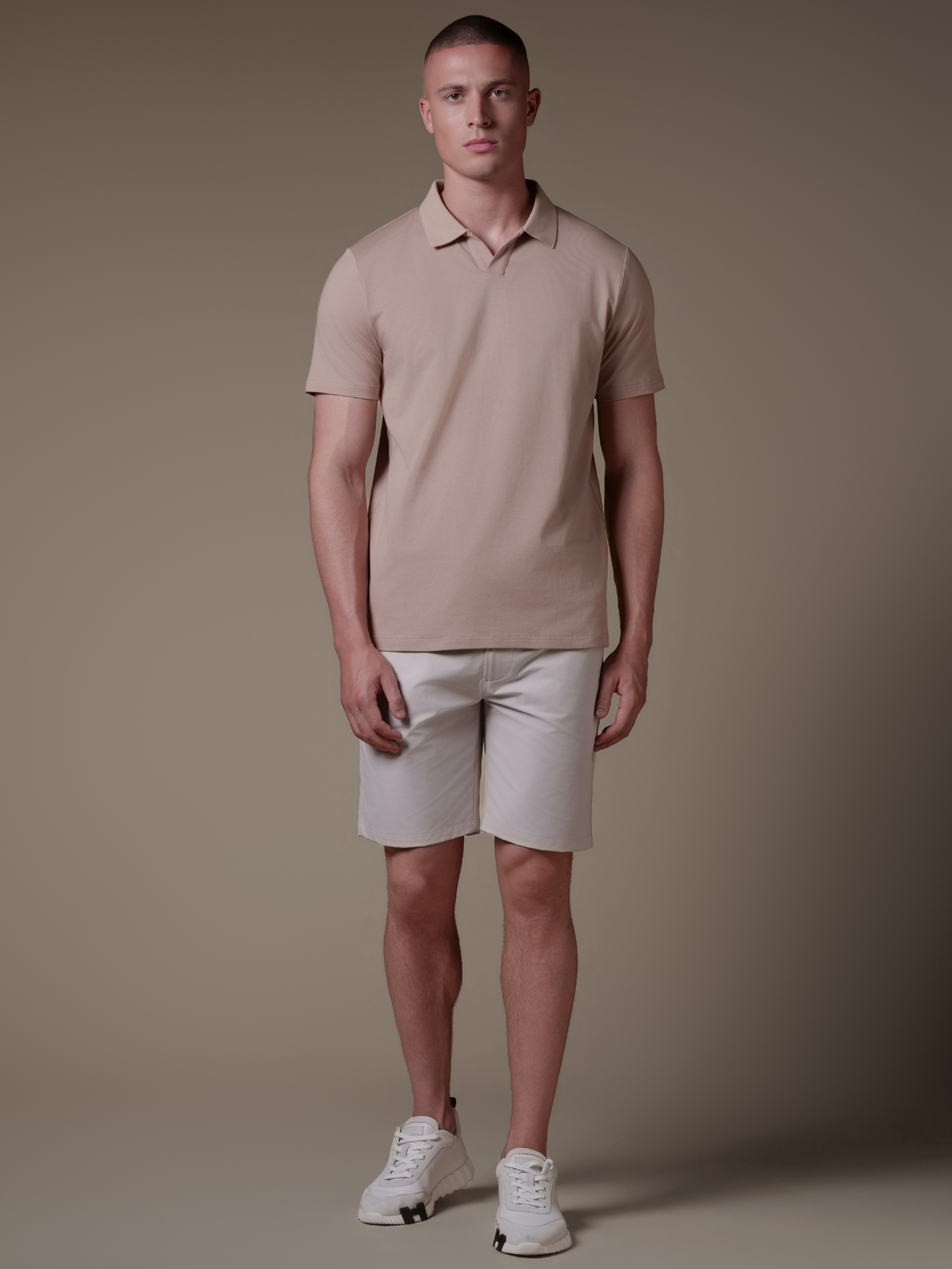 Buttonless Polo - Beige