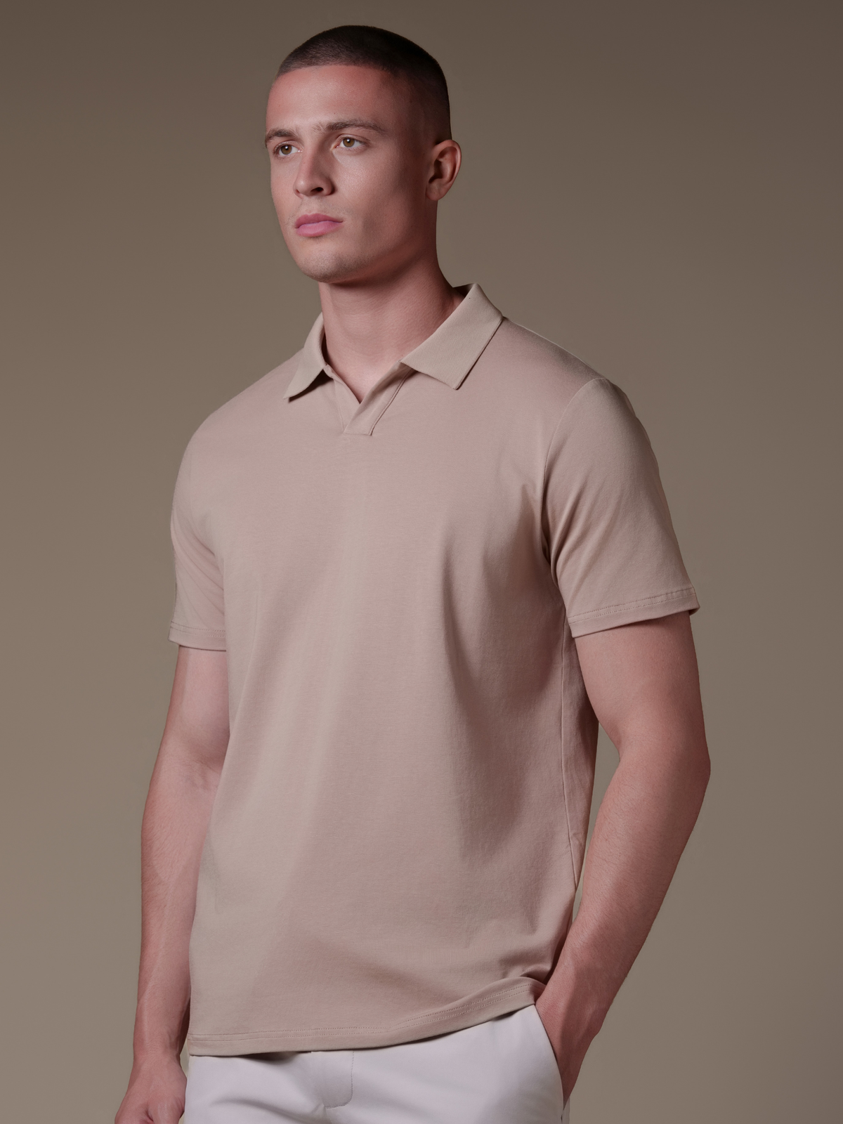 Buttonless Polo - Beige