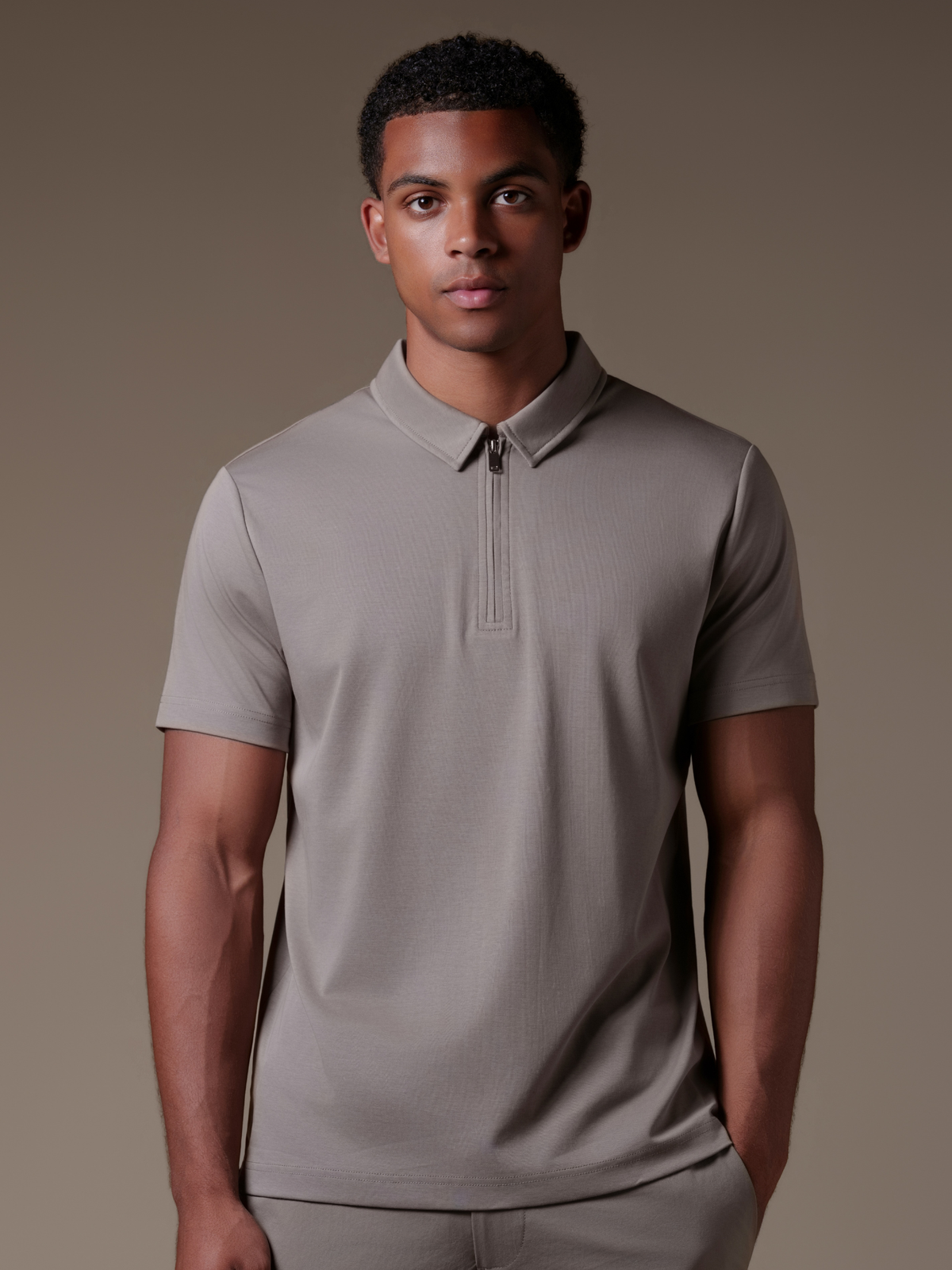 Lux Zipper Polo - Taupe