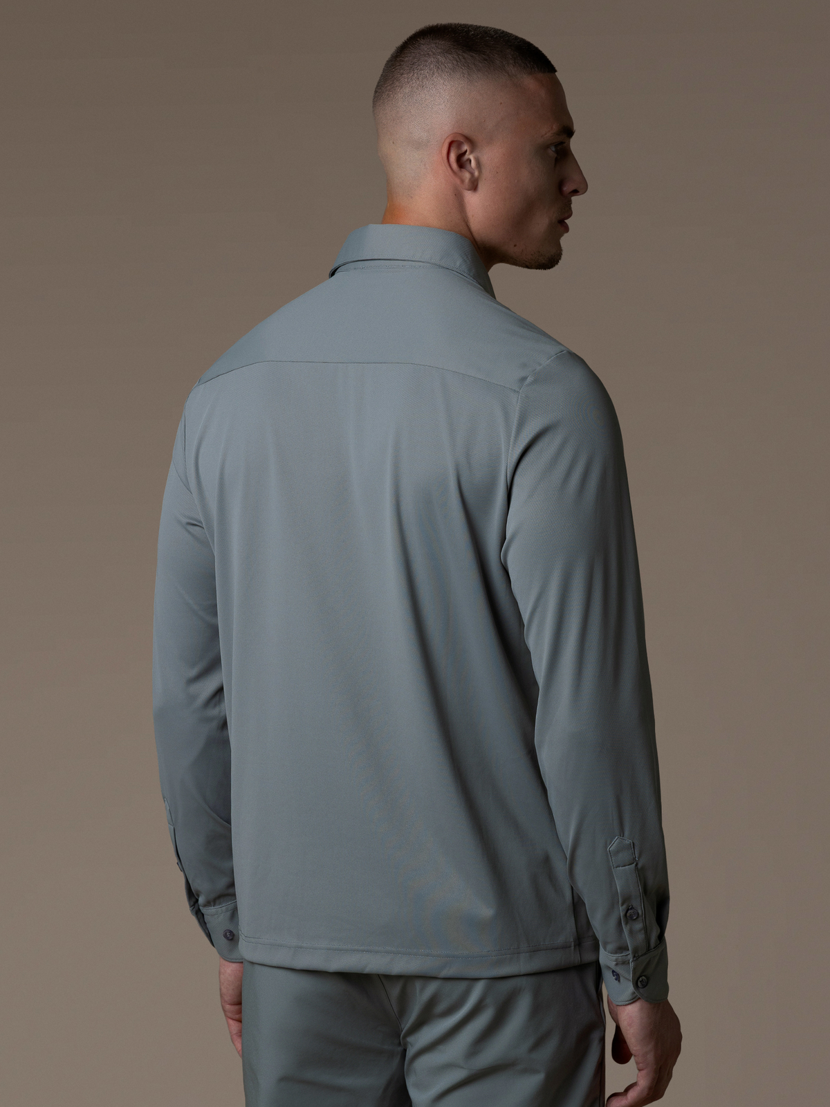Tech Zipper Longsleeve Polo - Grey
