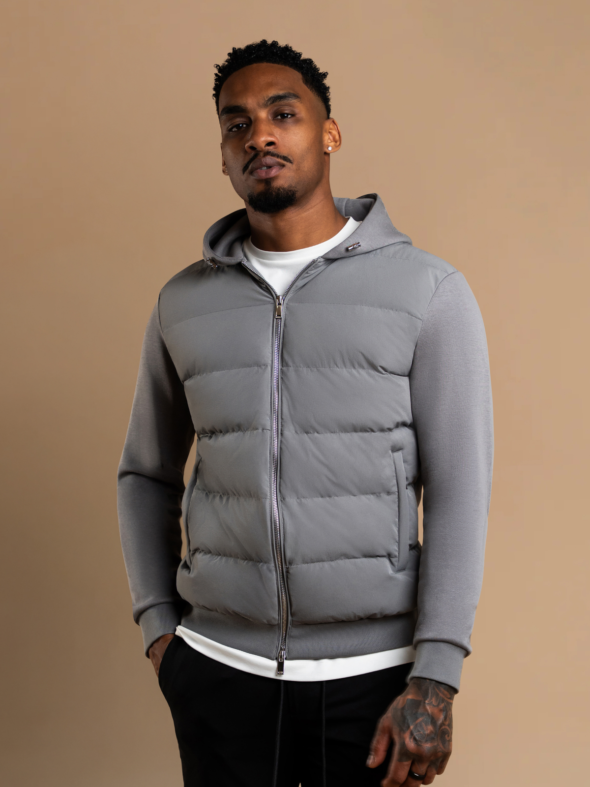Hybrid Quilted Windbreaker - Gray