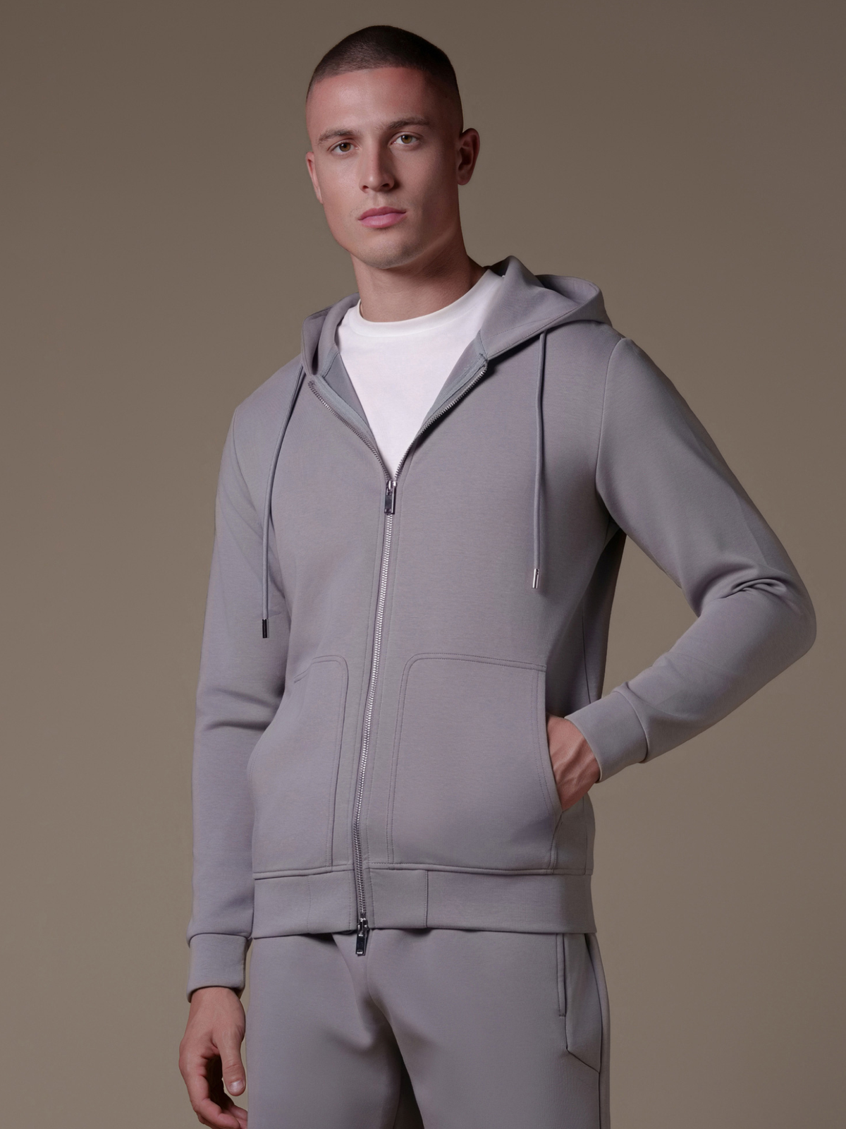 Interlock Flow Zip Hoodie - Grey