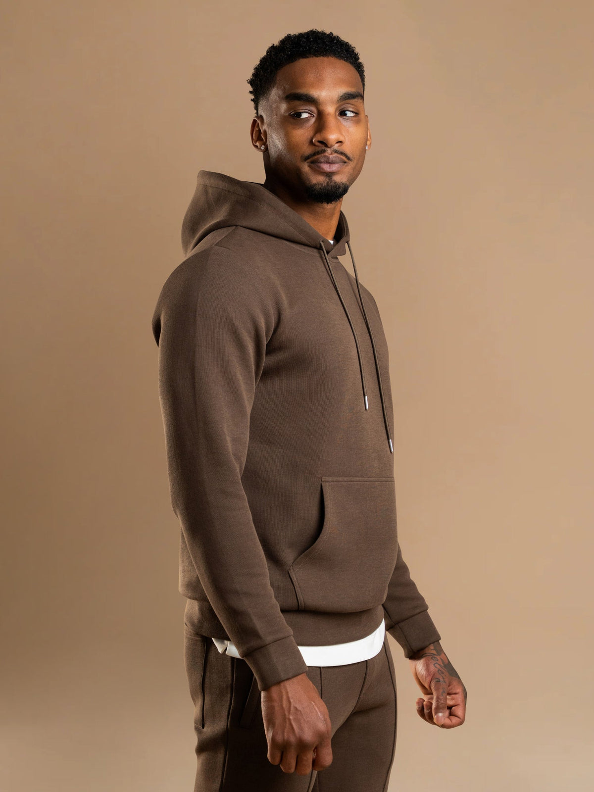 Essential Interlock Hoodie - Brown