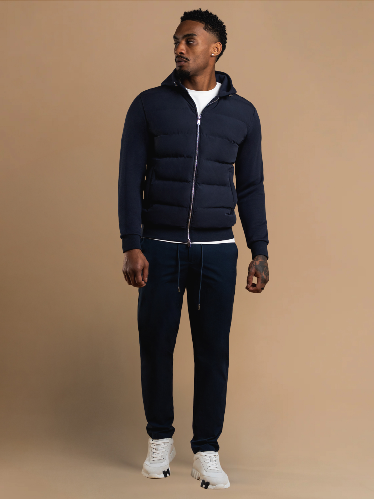 Hybrid Quilted Windbreaker - Navy