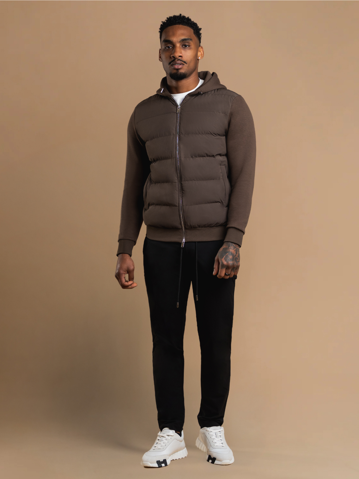 Hybrid Quilted Windbreaker - Brown