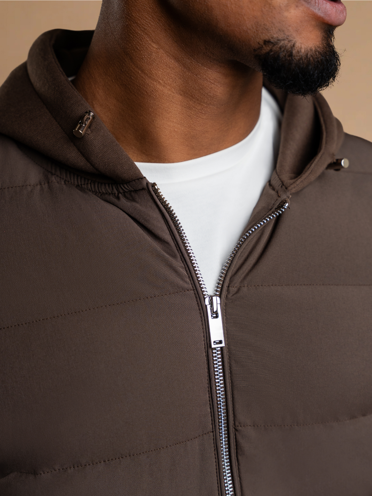 Hybrid Quilted Windbreaker - Brown